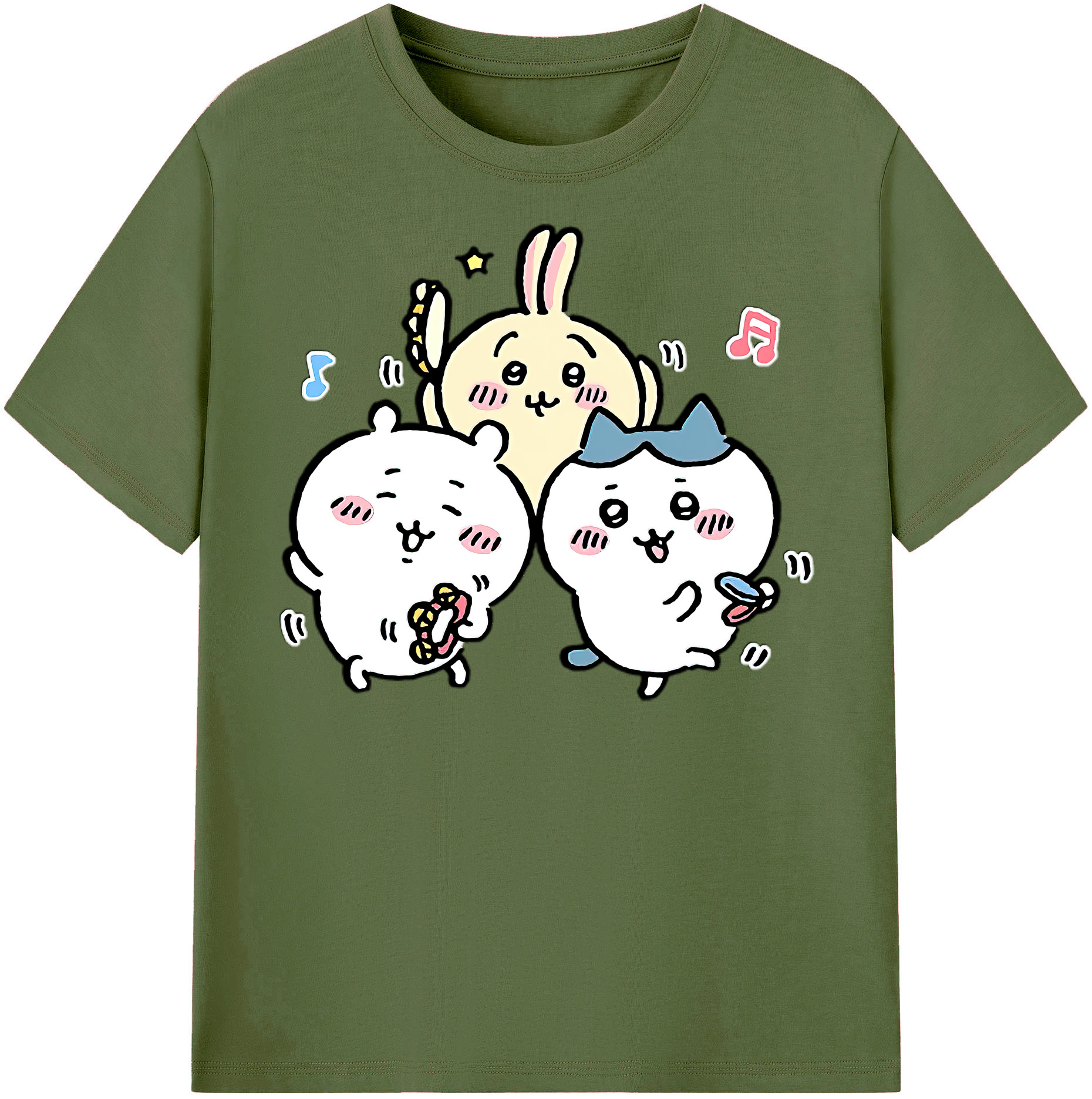 （画像用） ちいかわ ハチワレ Chii-kawa hachiware 綿100％半袖Tシャツ（フロントプリント）